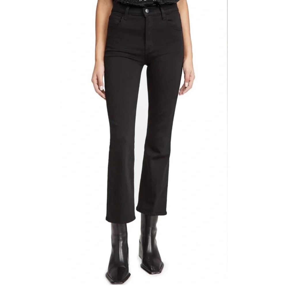 J Brand Franky High Rise Crop Bootcut Jeans Eco‎ Seriously Black Size 27